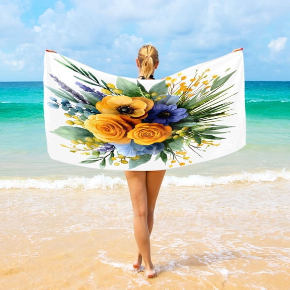 Ryvnso Flower Bouquet Beach Towel Quick Dry Swimming Yoga Beach Towels Large Sand Free Microfiber Towel 31"W x 71"L