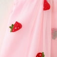 thumbnail image 6 of WOYY Toddler Girls Summer Strawberry Print Denim Mesh Dress with Flutter Sleeves, Sizes 3M-4T, 6 of 7