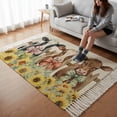 thumbnail image 4 of Kitchen Runner Rugs, Farmhouse Cow Sunflower Burlap 4'x6' Throw Rug with Tassels, Rustic Wooden Fence Washable Soft Floor Carpet Runner for Hallway Bedroom Bathroom Laundry Room, 4 of 8