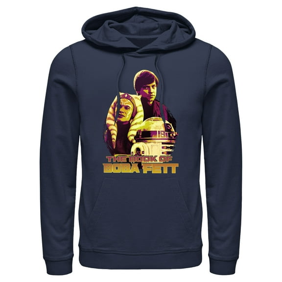Men's Star Wars: The Book of Boba Fett R2-D2, Skywalker, Tano Old Friends Pull Over Hoodie Navy Blue Small