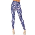 thumbnail image 2 of Creamy Soft Leggings Premium Women's Indigo Blue Paisley Extra Plus, High Rise, Stretchy, Comfortable, 3X-5X Leggings - by USA Fashion, 2 of 2