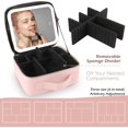 thumbnail image 4 of Lighted Makeup Case with Full-screen HD Mirror Travel Makeup Train Case with Adjustable Dividers Cosmetic bag with Foldable 1x/10x Magnifying Mirror and Jewelry Box Phosphor, 4 of 5