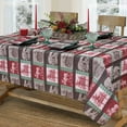 thumbnail image 6 of Newbridge Country Rustic Wildlife Lodge Plaid Christmas Fabric Tablecloth, Woodland Moose, Bear and Cabin Winter Holiday Tablecloth, 52" x 52" Square, 6 of 9