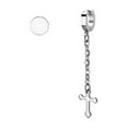 thumbnail image 2 of iJewelry2 Silver Tone Stainless Steel Dangling Budded Cross Chain Small Helix Huggie Hoop and Illusion Plug Stud Earrings, 2 of 2