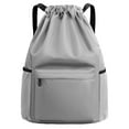 thumbnail image 1 of Mochila con cordón impermeable, mochila con cordón, bolsa deportiva para gimnasio con bolsillo lateral, gris, 1 of 5