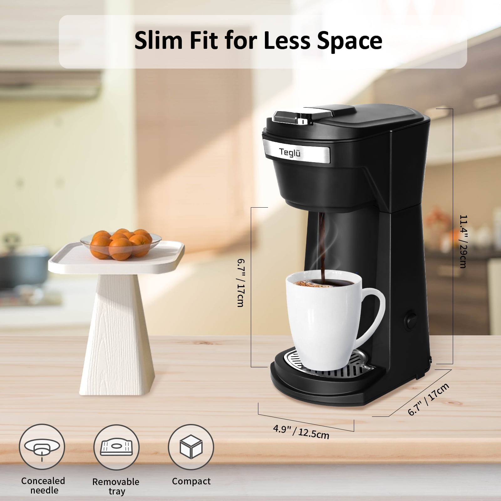 LITIFO Single Serve Coffee Maker for Ground coffee, Tea & K Cup Pod, 2-In-1