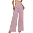 thumbnail image 3 of Gytharion Women's High Waist Striped Wide Leg Pants Double Breasted Draped Floor Length Casual Pants with Pockets Loose Palazzo Trousers, 3 of 7