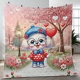 thumbnail image 4 of Happy Valentine’s Day Adorable Bichon Frise Puppy Holding Heart Balloon Quilt Blanket Bichons Dog Lovers Gifts Idea Cozy Comforter Throw Blanket - 00030, 4 of 5