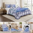 thumbnail image 6 of Twin Quilt Set 68''x86'', Blue Flower Lightweight Summer Bedspread Coverlet Set with 2 Pillow Shams, Green Leaves Rustic Plaid Purple Breathable All Season Quilt Bedding for Dorm/Bedroom, 6 of 9