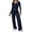 Dark Blue, variant on OIOLOYJM Two Piece Sets for Women Flowy Dressy Lounge Set Fashion Long Sleeve Cropped Tops Wide Leg Drawstring Pants Casual Outfits Spring Summer Vacation Travel Tracksuit Pink S