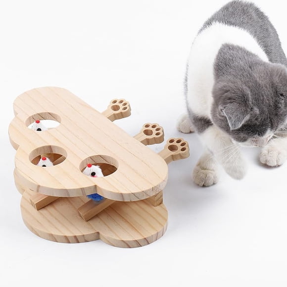 Interactive Wooden Cat Toy, Engaging and Durable Play for Cats and Kittens, Keeps Pets Entertained and Stimulated, Natural Wood Design, Perfect for Indoor Exercise and Fun - Pet Gift Idea
