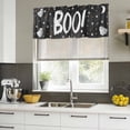 thumbnail image 4 of Black BOO Halloween Curtain Valances for Windows, Kitchen Valance Window Treatments Panel 2 Pack, Cute Ghost Spooky Star Moon Dots Rod Pocket Short Curtains for Bathroom Bedroom 42 x 18 Inch, 4 of 8