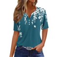 thumbnail image 2 of SDNall Blouse à Manches Courtes Imprimée Mode pour Femmes Col Rond Hauts Décontractés, 2 of 9
