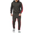 thumbnail image 1 of Chándal para hombre de 2 piezas con capucha y conjuntos de trajes deportivos para correr con bolsillos, 1 of 3