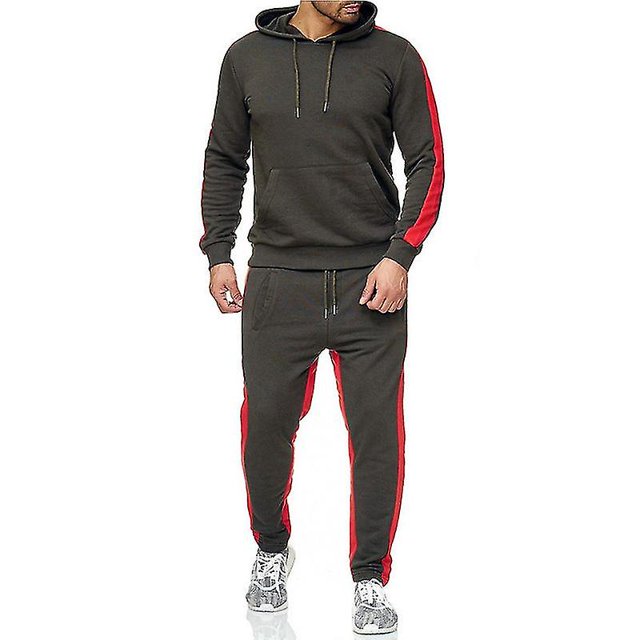 Chándal para hombre de 2 piezas con capucha y conjuntos de trajes deportivos para correr con bolsillos
