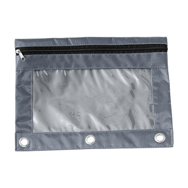 Estuche de tres agujeros para lápices | Bolsa de malla de gran capacidad con cremallera y compartimento transparente para organizar la escuela y la oficina