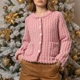 thumbnail image 4 of Women's Striped Knit Cardigan Casual Comfort Stand Collar Loungewear Home Outfit, 4 of 9