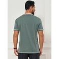 thumbnail image 3 of DARING DIVA Men's Henley V-Neck Colorblock Button Down Short Sleeve T-Shirt 2XL Green, 3 of 7