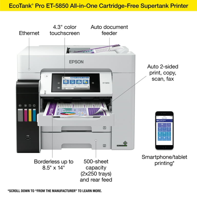 Epson EcoTank Pro ET-5850 Wireless All-in-One Color Supertank