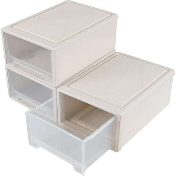 Lorelia 12 Quart 3-Pack Plastic Stacking Storage Drawers – Sturdy Drawer Unit for Organized Storage