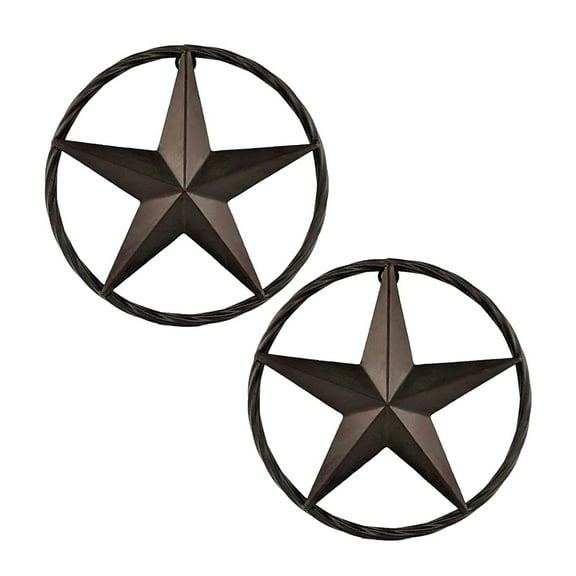 Rustic Metal Circle Star Rope Wall Hanging Sign Plaque Decor Lonestar Gift 2pc