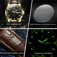 thumbnail image 6 of OLEVS Mens Watches,Leather Watch for Men,Gold Plated Case Analog Quartz Fashion Business Dress Watch Luminous Waterproof Casual Male Wrist Watches Reloj para Hombre, 6 of 11