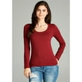 thumbnail image 3 of Women's Junior and Plus Size Basic Scoop Neck Tshirt Long Sleeve Tee, 3XL, 3Pk Black, Burgundy, White, 3 of 5