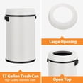 thumbnail image 4 of 17 Gallon/65L Commercial Open Top Trash Can, Heavy Duty Brushed Stainless Steel Garbage Can, Large Capacity Kitchen Waste Bin for Office, Restaurant, Lobby, Patio, Outdoor Use, White, 4 of 7
