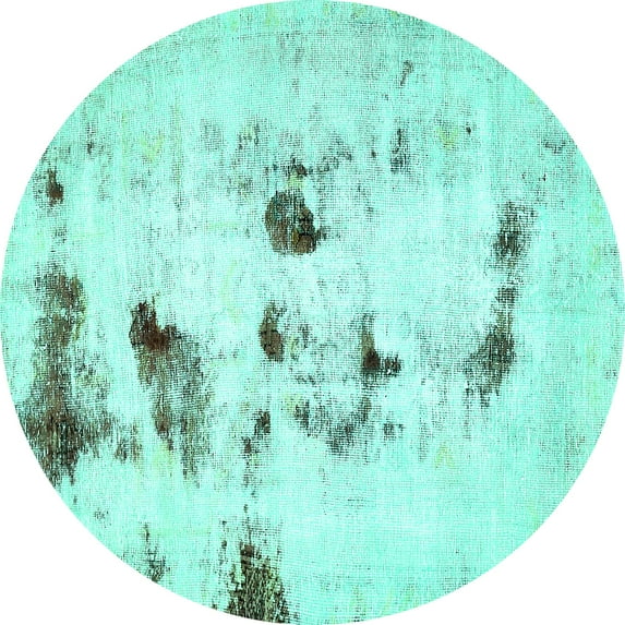 Ahgly Company Indoor Round Solid Turquoise Blue Modern Area Rugs, 4' Round