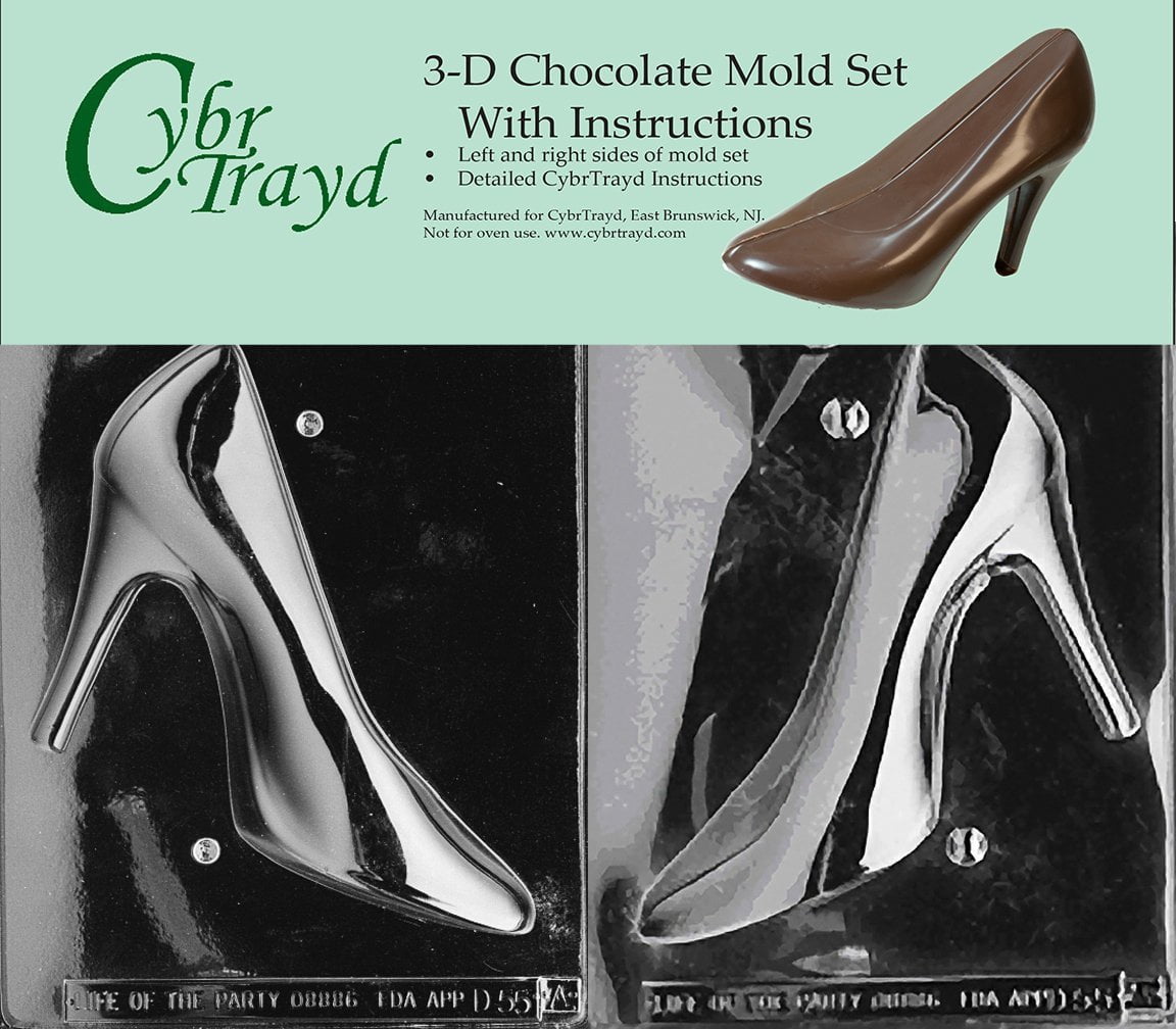 3D TwoMold Set High Heel Shoe Chocolate Candy Mold with Exclusive