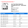 thumbnail image 2 of Auto Trans Master Repair Kit - Compatible with 1987 - 1988 Pontiac Fiero, 2 of 2