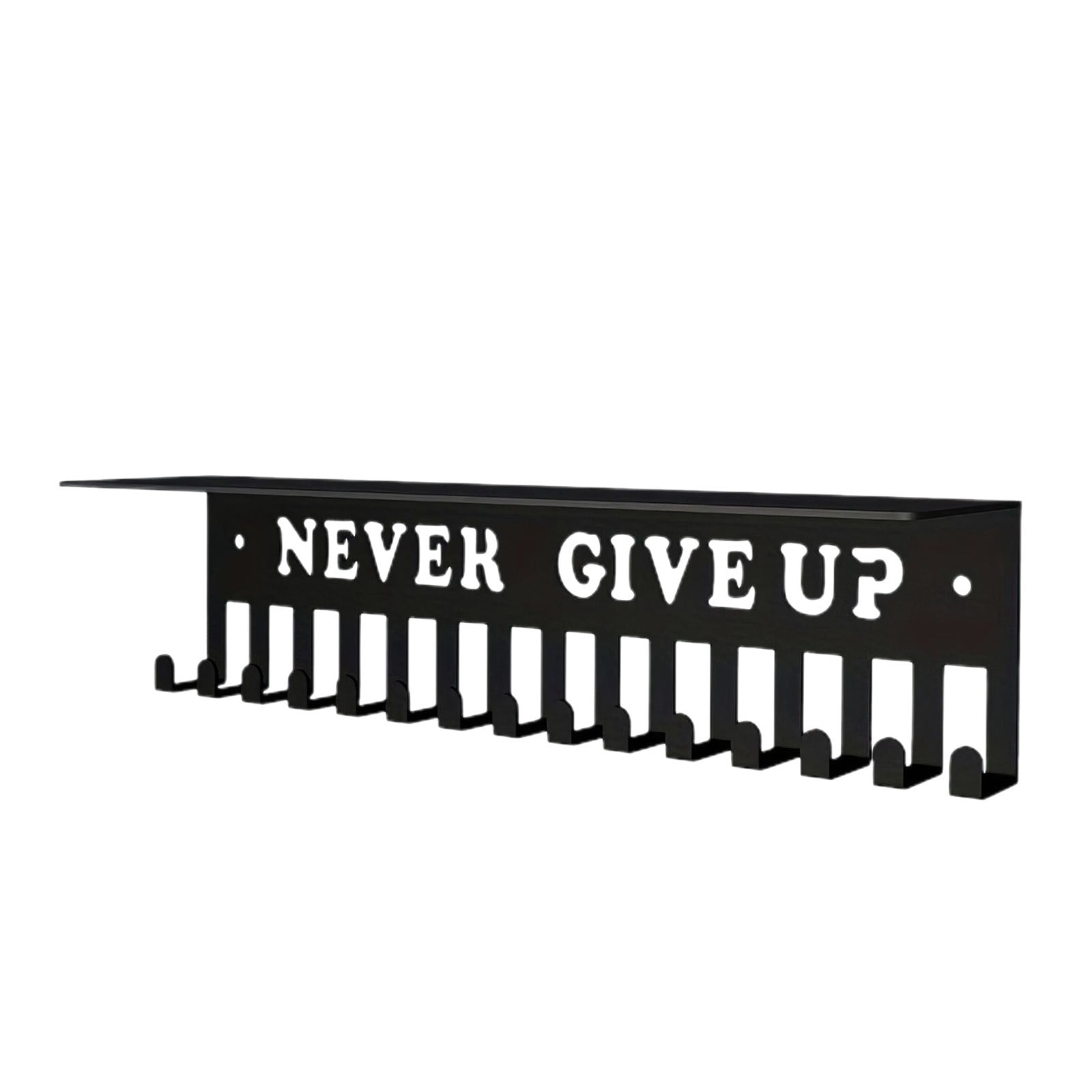Medal Display Rack, Wall Mount Trophy Shelf for Sports Awards, Organizes Race Gymnastic Soccer Football and Basketball Medals Black