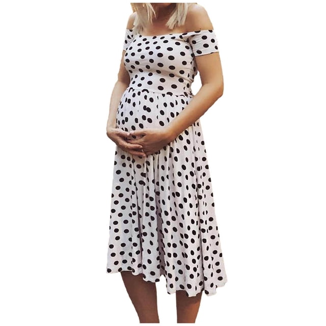 Pompotops Mode Femmes Enceintes Haut Tube Imprimé Manches Courtes Robe d'Allaitement Maternité