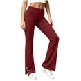 thumbnail image 2 of YanHoo Wide Leg Pants for Women Elastic Waist Side Slit Yoga Trousers Casual Solid Color Sweatpants with Pockets, 2 of 8