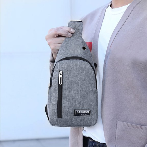 Hiking Crossbody Bag,Small Sling Backpack Crossbody Sling Bag, Crossbody Bags for Men Women, Chest Bag Daypack Fanny Pack with Earphone Hole, Cross Body Bag(Gray 12*7*2in)from ANMUYUM