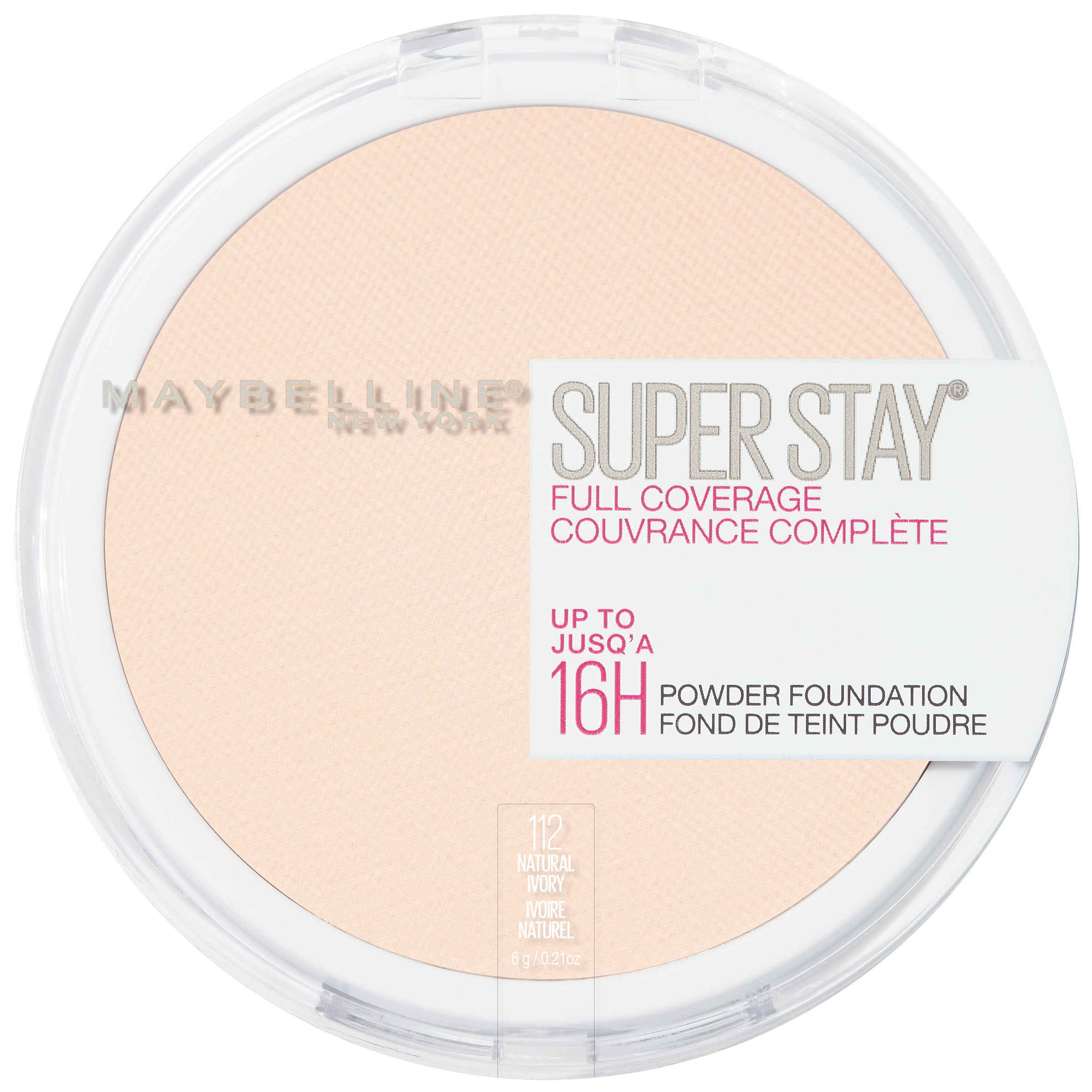 Maybelline Super Stay Full Coverage Powder Foundation Makeup, Matte Finish, Natural Ivory, 0.21 oz