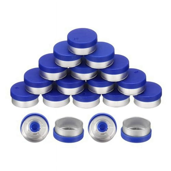 Symkmb Flip Caps, 200PCS Burr-Free Flip Top Caps Seals Flip Seals Caps Cover Blue, 20mm Plastic   Aluminum Blue