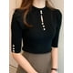 thumbnail image 1 of 2024 primavera otoño moda coreana suéter sólido mujeres camisetas de manga corta Pull Femme Casual Slim Mujer Jersey ropa de punto, 1 of 4