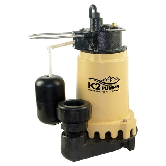 K2 Pumps Sump Pump 3/4 Hp Cast Iron With Snap Action Vertical Switch