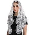 thumbnail image 2 of Bozidol Lace Triangle Church Veil - Madonna Camellia Embroidered Head Covering Chapel Veil for women, 2 of 5