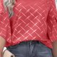 thumbnail image 5 of Blusa holgada con cuello redondo y estampado floral para mujer, talla M, blusa roja de verano con mangas con volantes, 5 of 6
