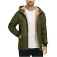 thumbnail image 2 of Hinvhai Men's Zip Up Sherpa Lined Hoodies Thick Fleece Jacket Windproof thermal Zipper Sweatshirt Green XXL(XXL), 2 of 9
