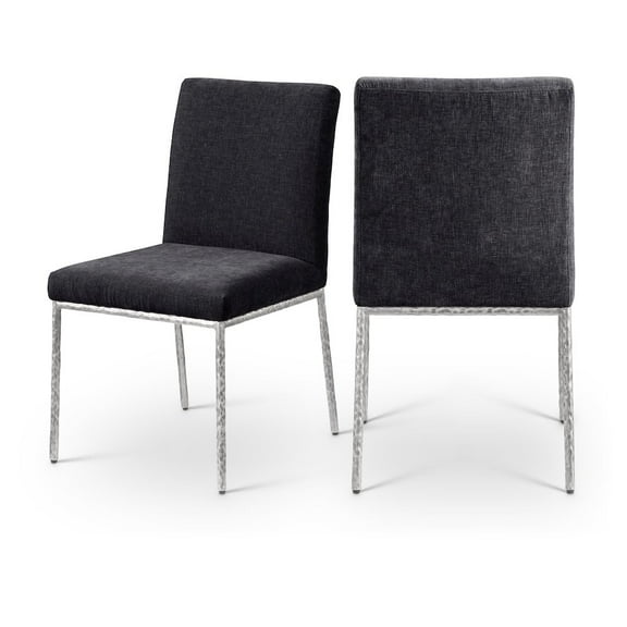 Meridian Furniture Reeves Black Chenille Fabric Dining Side Chair (Set of 2)