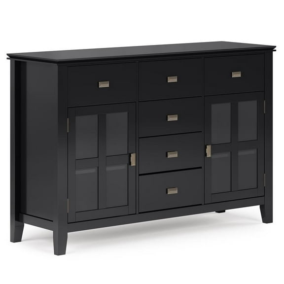 Pemberly Row SOLID WOOD 54 inch Wide Sideboard Buffet Credenza - Black