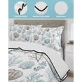 thumbnail image 3 of Twin Quilt Bedding Set, Beach Coastal Reversible Summer Quilt 3 Pieces, Ocean Nautical Starfish Coral Seashells Lightweight Bedspreads Coverlets with 2 Pillow Shams for All Seasons, 3 of 5