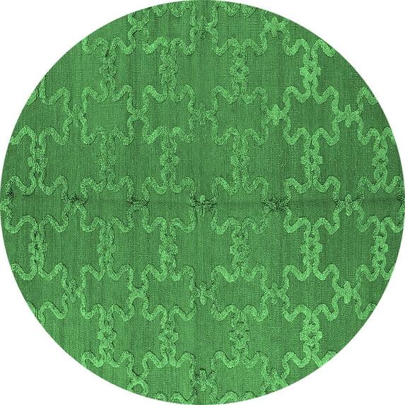 Ahgly Company Indoor Round Oriental Emerald Green Industrial Area Rugs, 8' Round