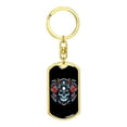 thumbnail image 4 of Skull With Samurai Helmet Keychain Dog Tag Stainless Steel or 18k Gold, 4 of 8