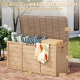 thumbnail image 4 of 75 Gallon Outdoor Deck Storage Box - Heavy Duty Resin Container with Lockable Lid & Handles for Patio, Garden, Yard - Weatherproof (Brown), 4 of 7