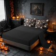 thumbnail image 5 of Homewish Halloween Sugar Skull King Bedding, Flower Butterfly King Bed in a Bag, Black Cream Orange, Black Reversible 7-Piece, 5 of 7