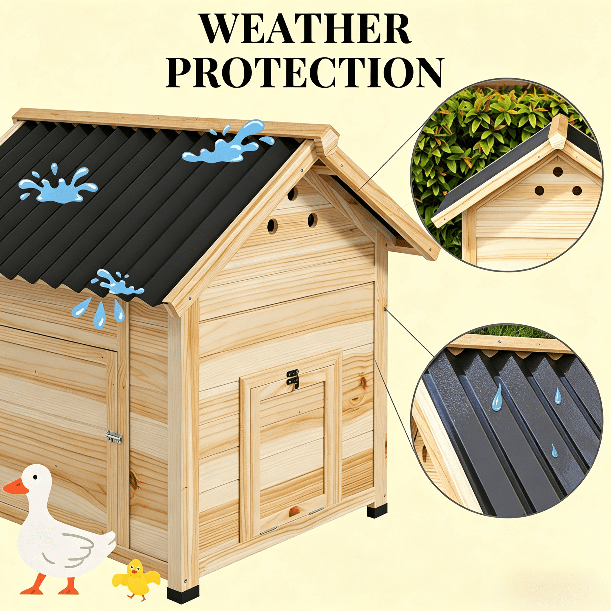 Pet Coop, Wooden House with Openable Roof